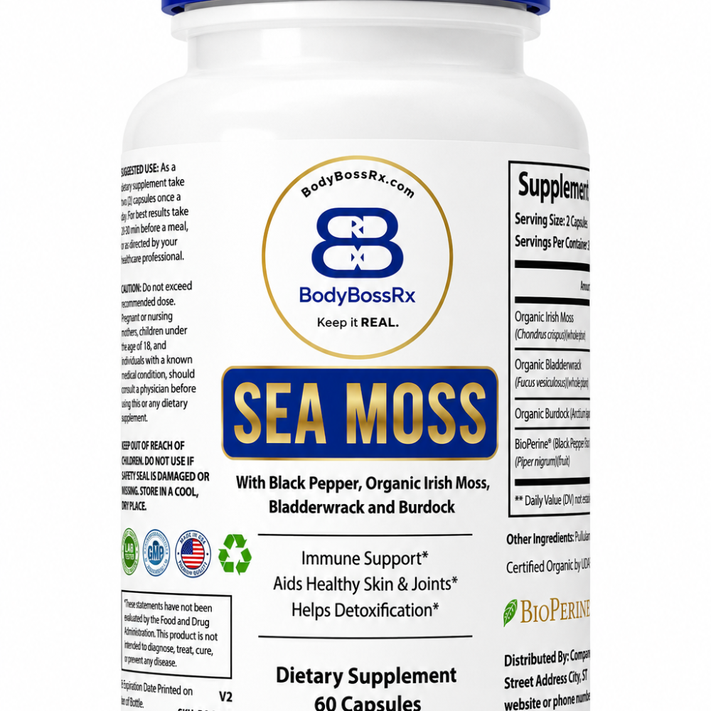Organic Sea Moss with Bladderwrack, Burdock Root and Black Pepper - 60 Capsules