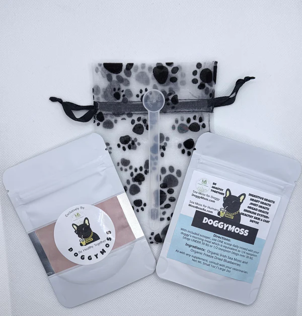 DOGGGYMOSS Sea Moss powder supplement. Includes FREE Snacky Bag