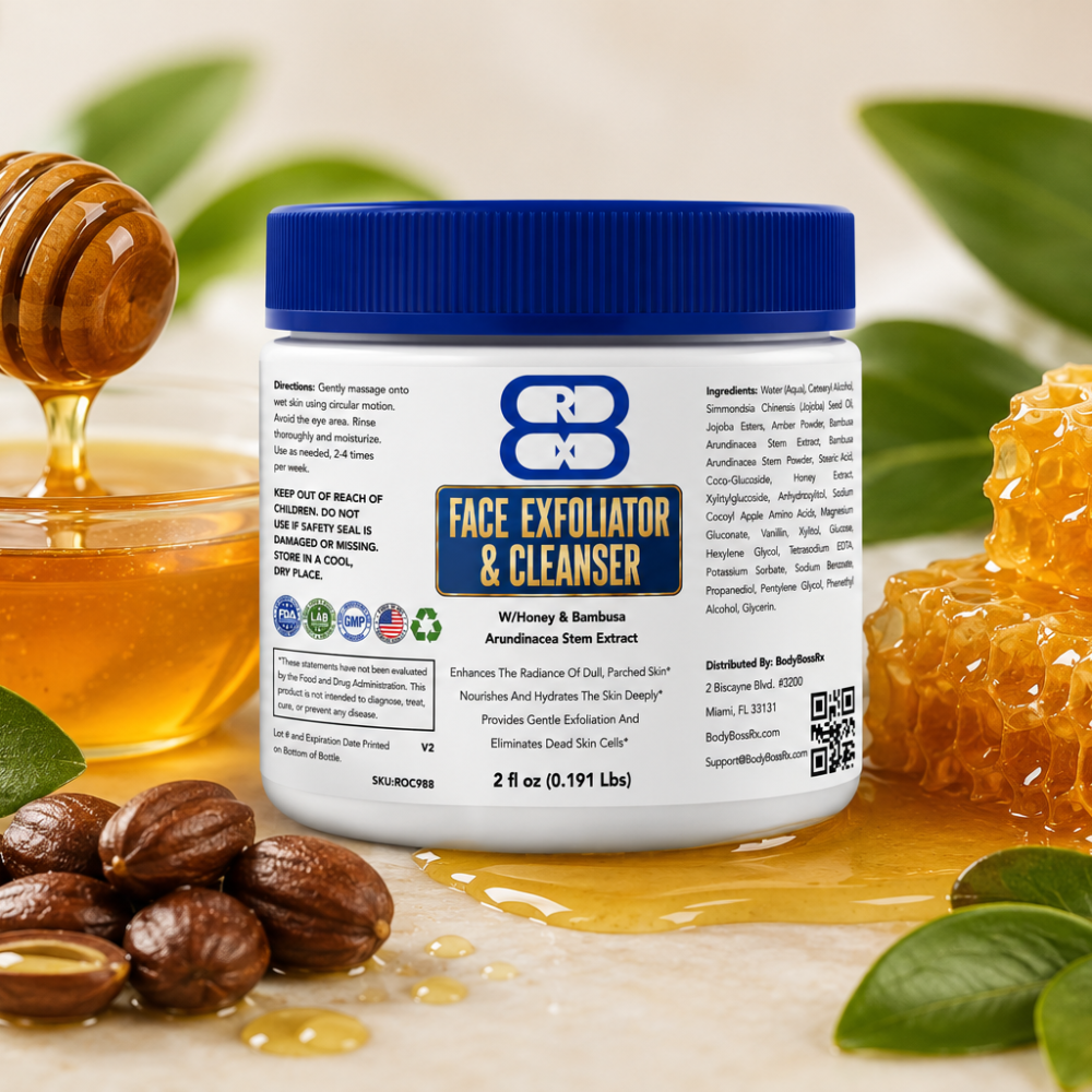 Premium Facial Exfoliator and Cleanser with Honey & Bambusa Arundinacea Stem Extract -  2 Oz